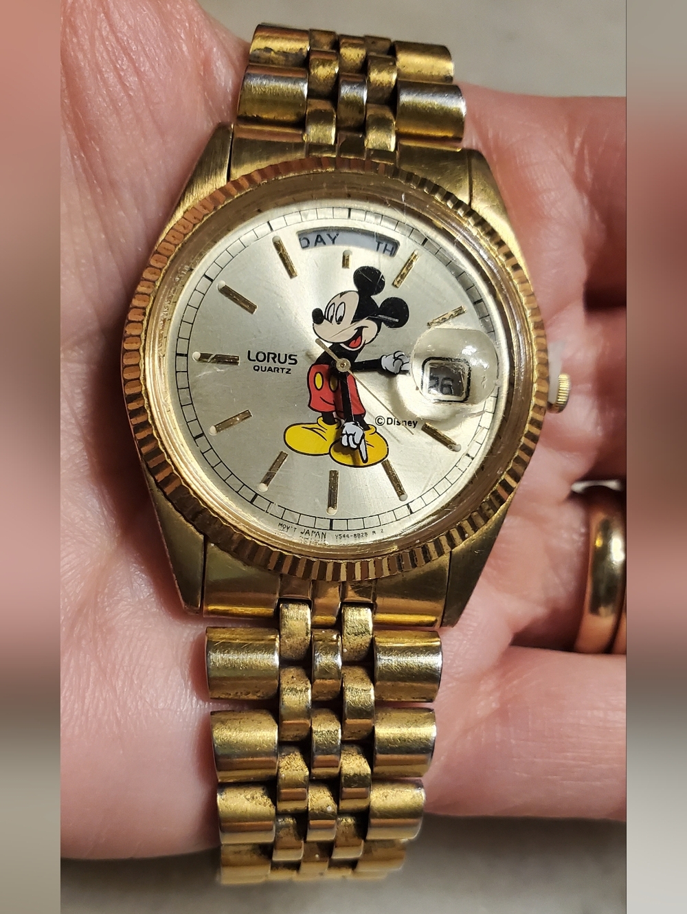 WORKING Vintage Rare Lorus Presidential Day Date Mickey Mouse Wrist Watch